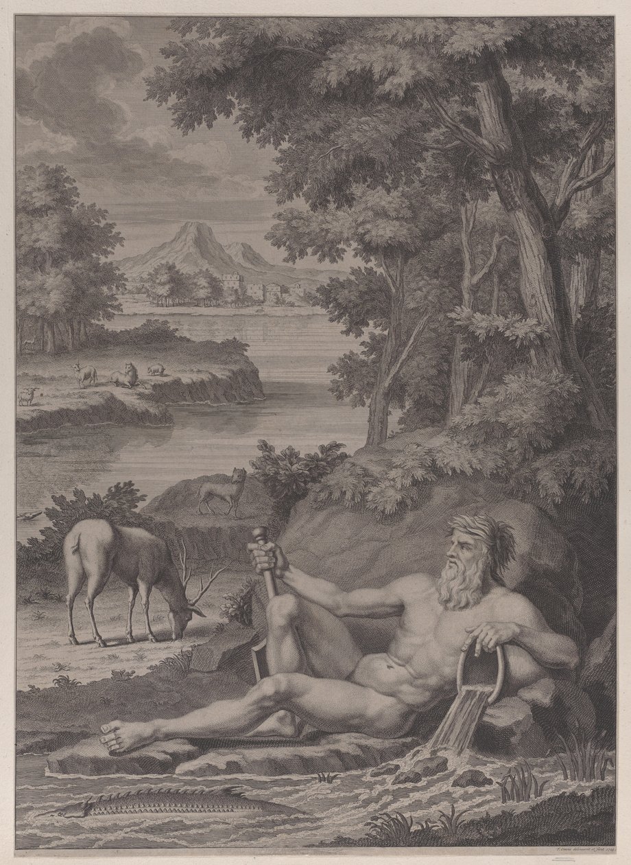 River god in a landscape, 1725 by Frederik Ottens