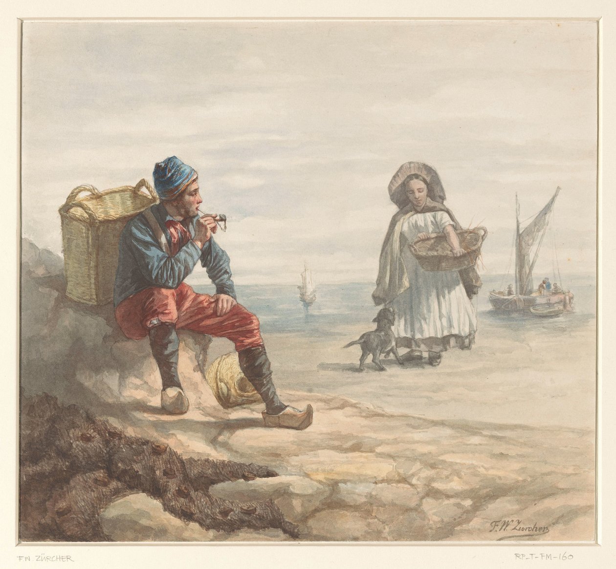 Fishermen on the Beach by Frederik Willem Zürcher
