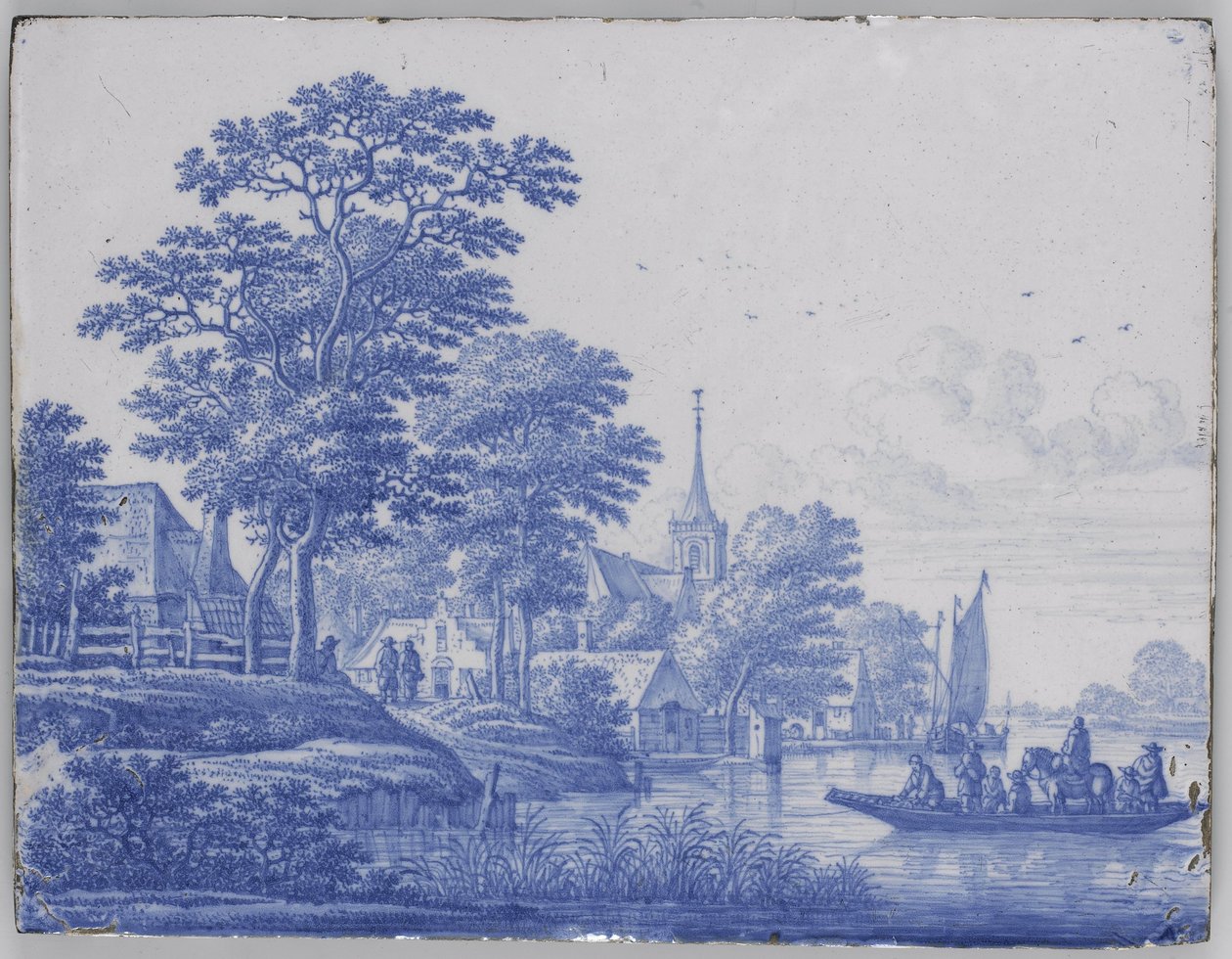 Rectangular plaque with river landscape by Frederik van Frytom (attributed to)