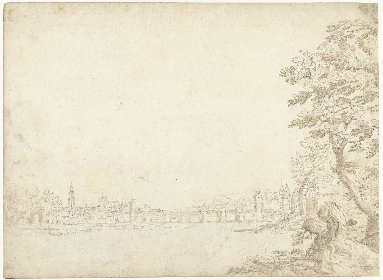 View of a City on a River (the Danube?) by Frederik van Valckenborch