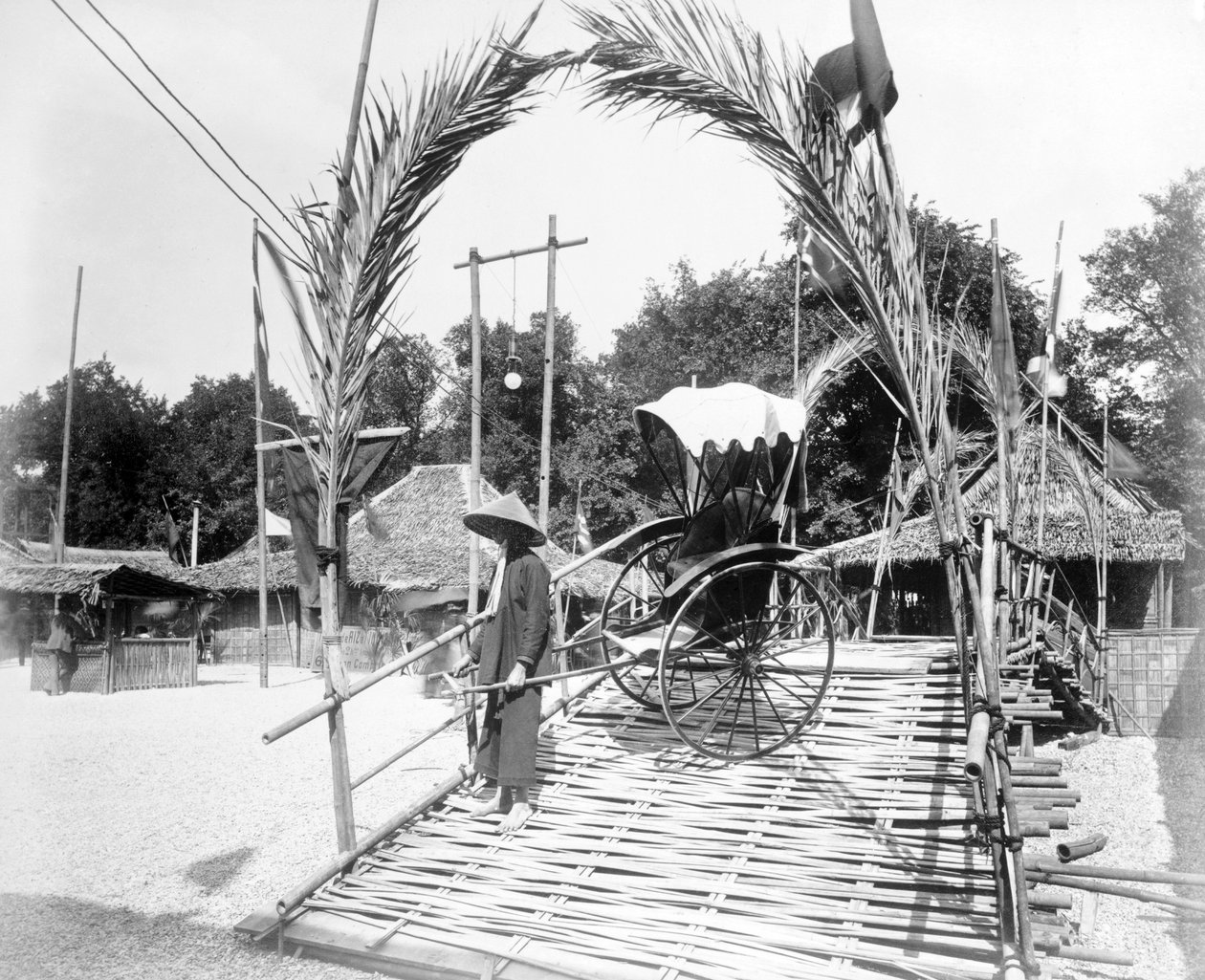 A Pousse-Pousse Driver at the Entrance to Tonkin Village, Paris Exhibition, 1889 by French Photographer
