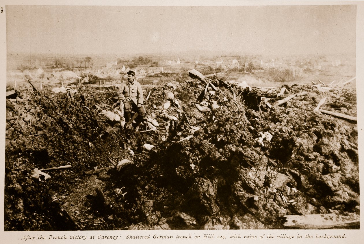 After the French victory at Carency: Shattered German trench on Hill 125, 1914-19 by French Photographer
