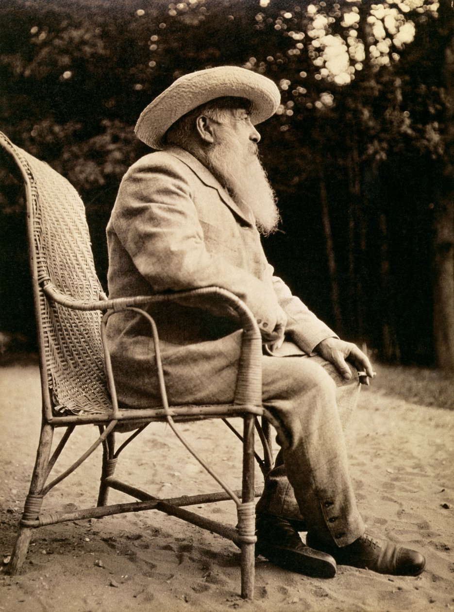 Claude Monet in the garden of Giverny, 1915 by French Photographer