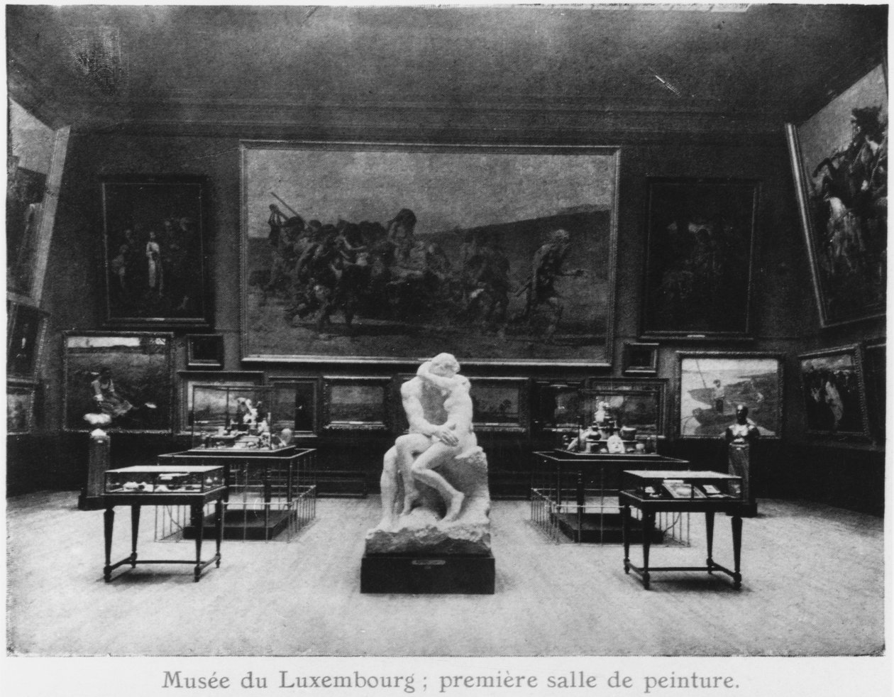 First Room of Paintings with the Kiss by Auguste Rodin, Musee du Luxembourg, Paris by French Photographer