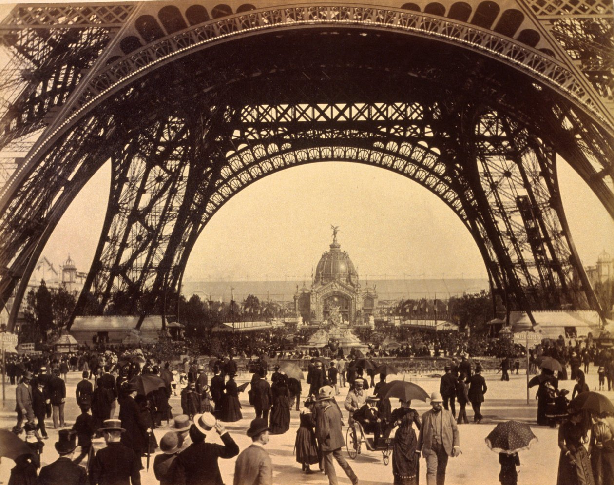 Looking Through the Base of Eiffel Tower, View Towards the Central Dome, Paris Exhibition, 1889 by French Photographer