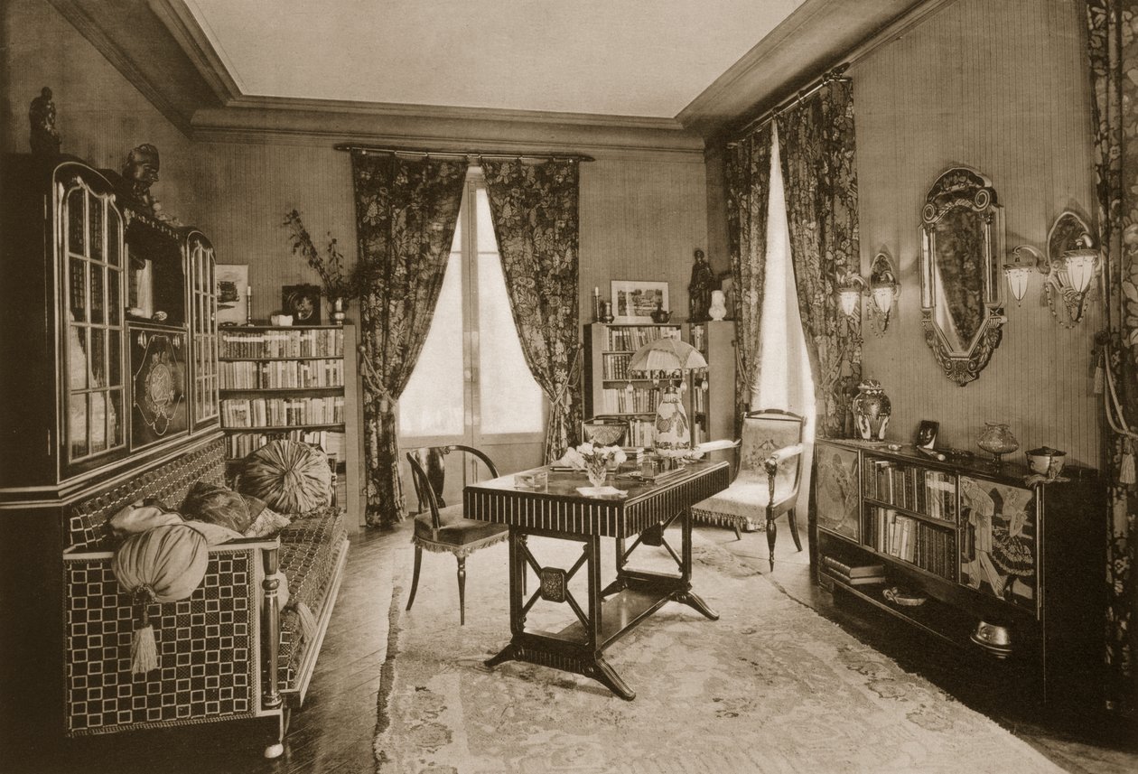 Lounge designed by P. Lahalle and G. Levard, Plate 21 from Ensembles Choisis, published 1930 by French Photographer