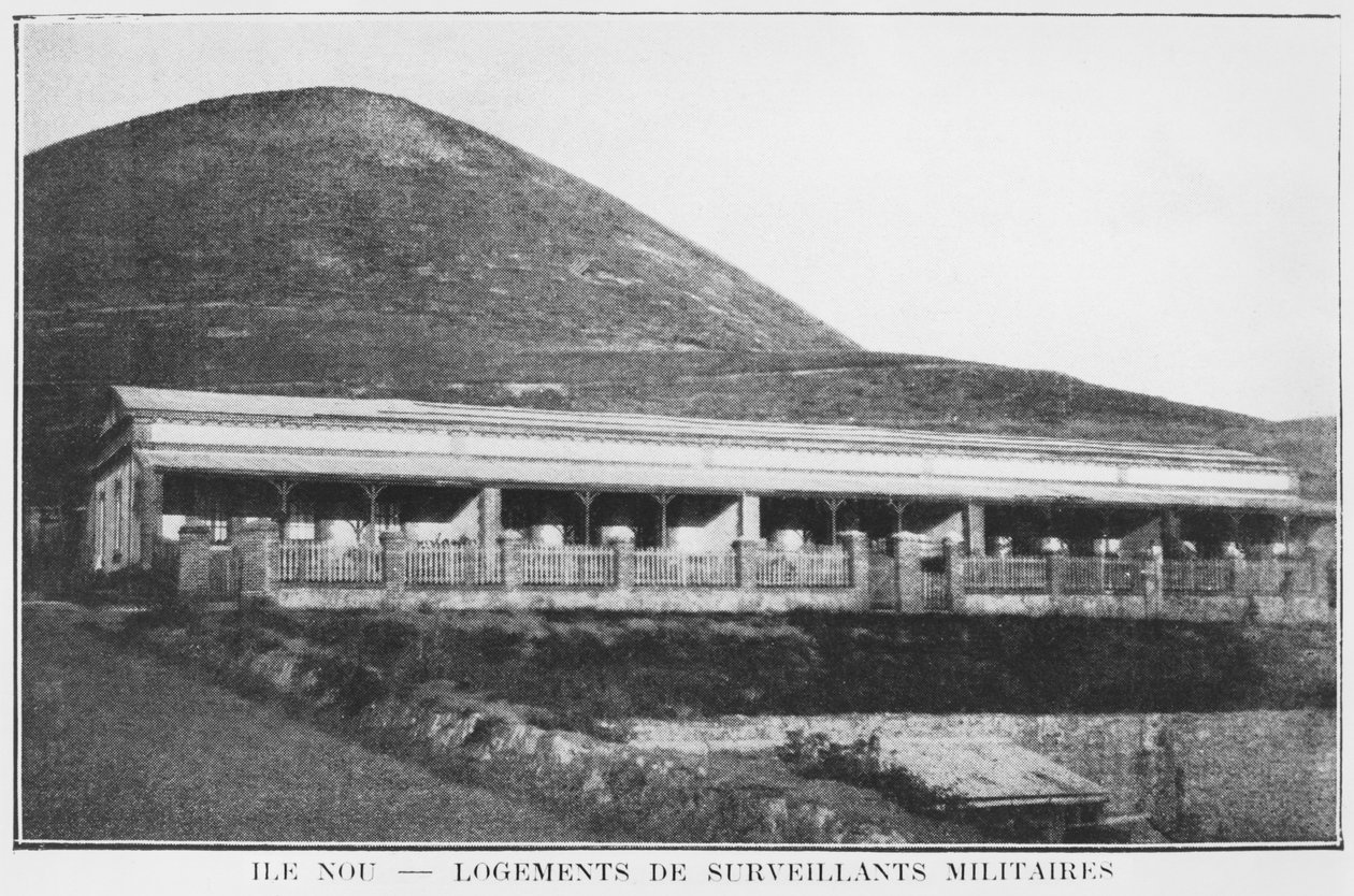 New Caledonia, Isle of Nou, housing of the military warders, from La Depeche Coloniale, 1903 by French Photographer