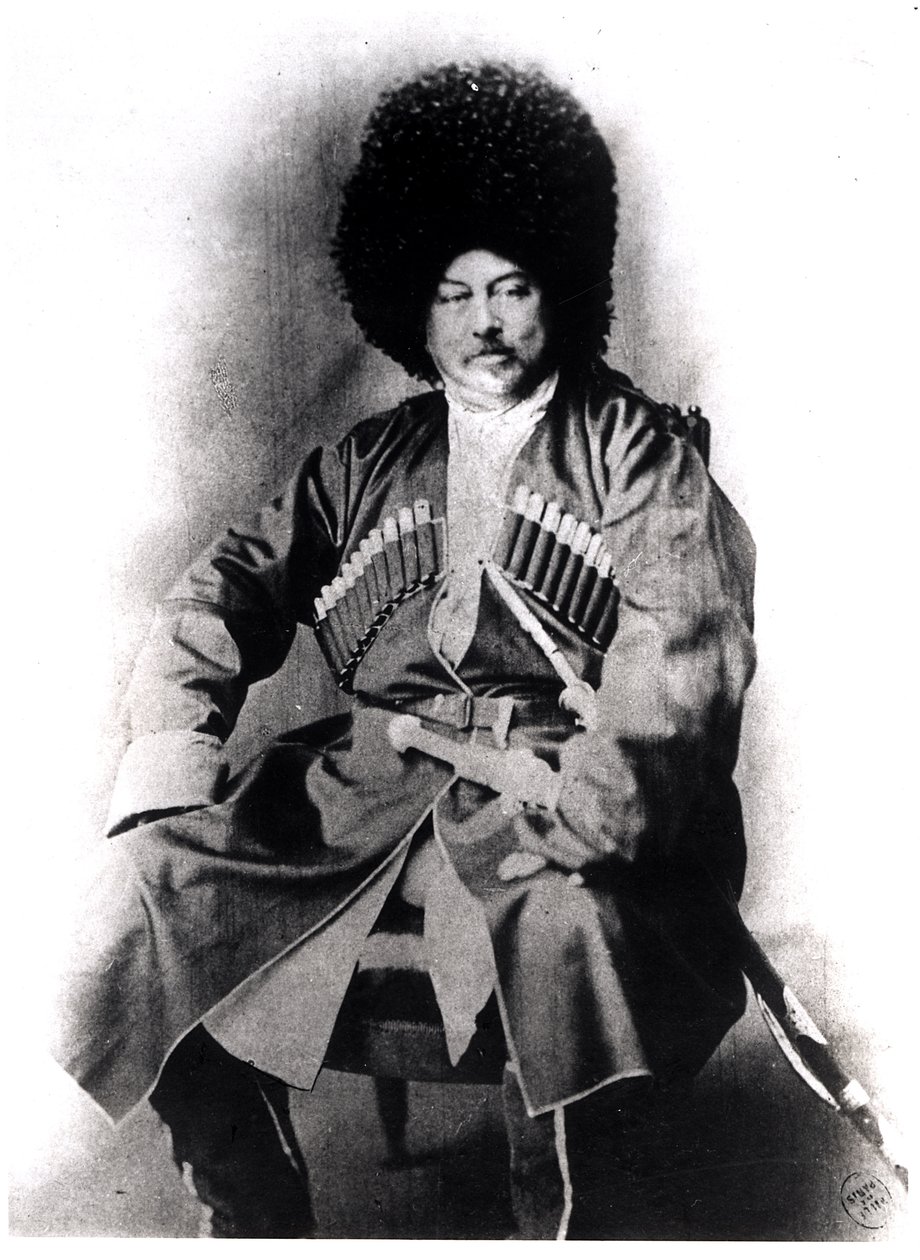Portrait of Alexandre Dumas Pere in Russian costume by French Photographer