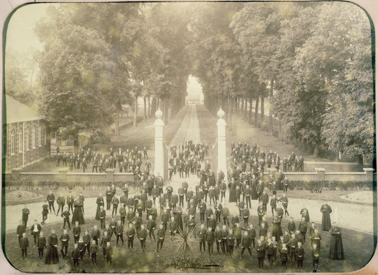 Pupils and staff of the Institution Libre de Marcq en Baroeuil, 1890-1 by French Photographer
