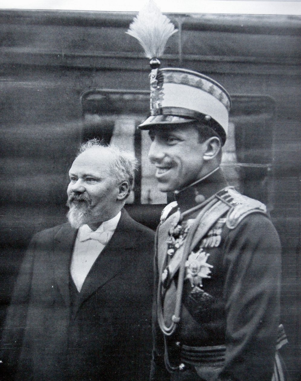 Raymond Poincare greeting King Alfonso XIII of Spain by French Photographer