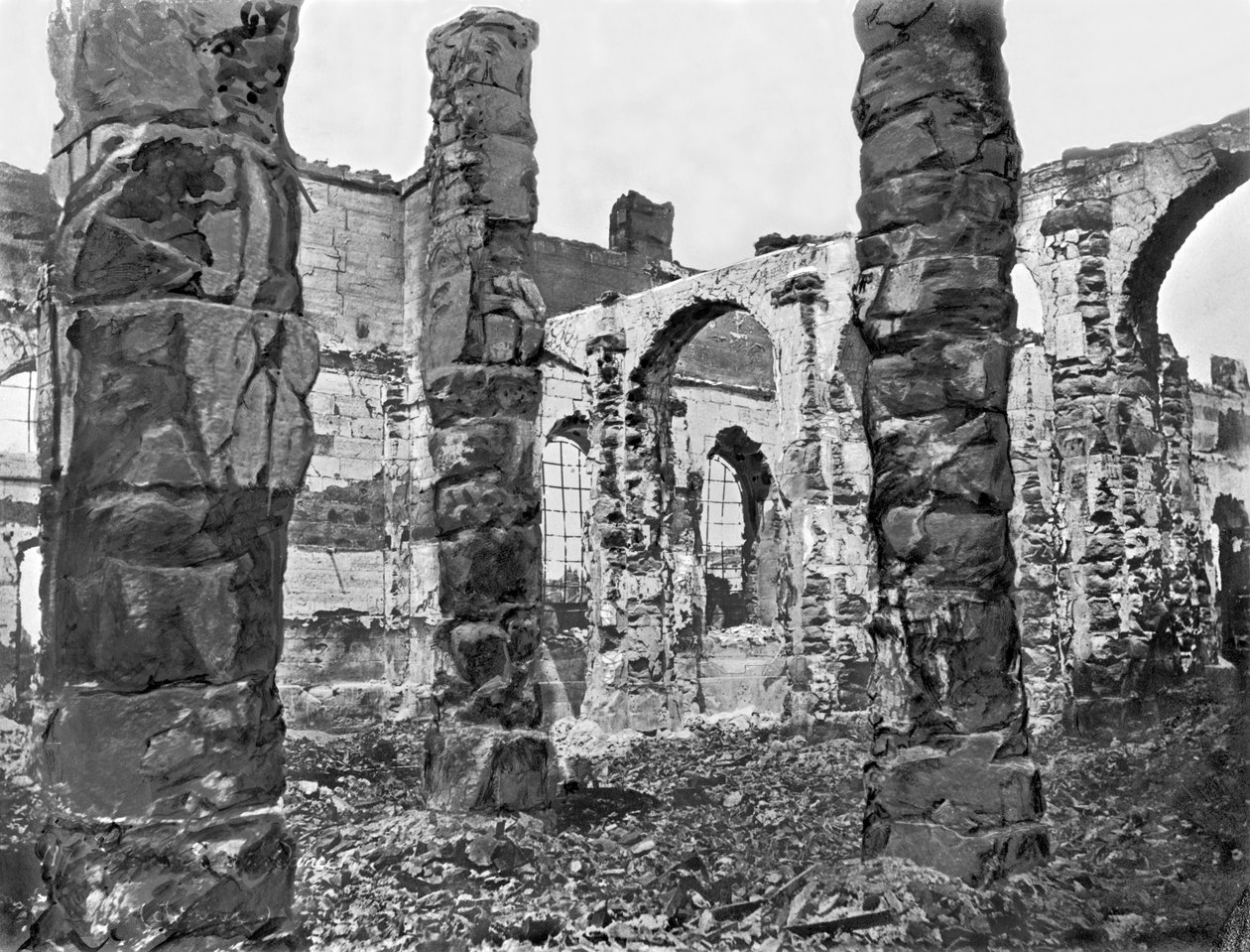 Ruins of the Storehouse during the Commune of Paris, 1871 by French Photographer