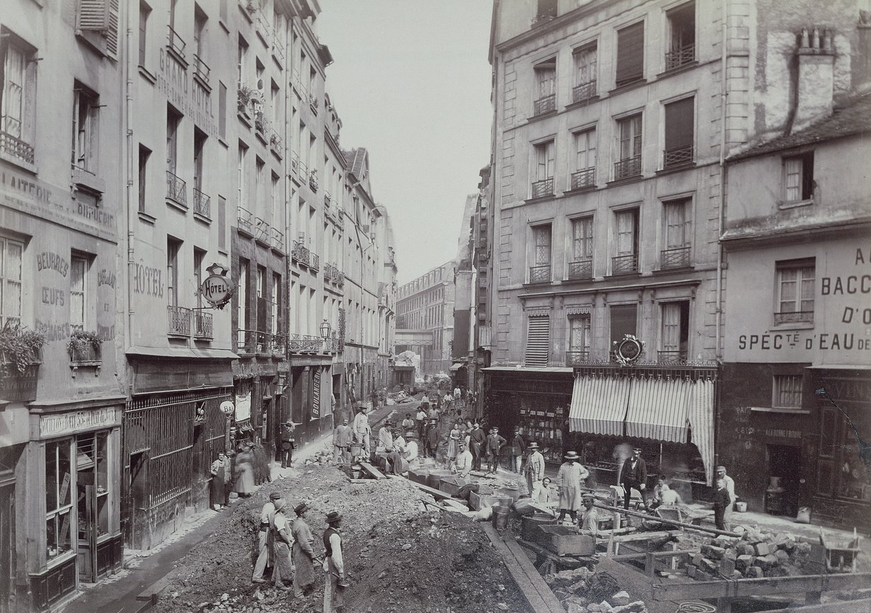 Sewage works in the Rue de la Bucherie in Paris, 1889 by French Photographer