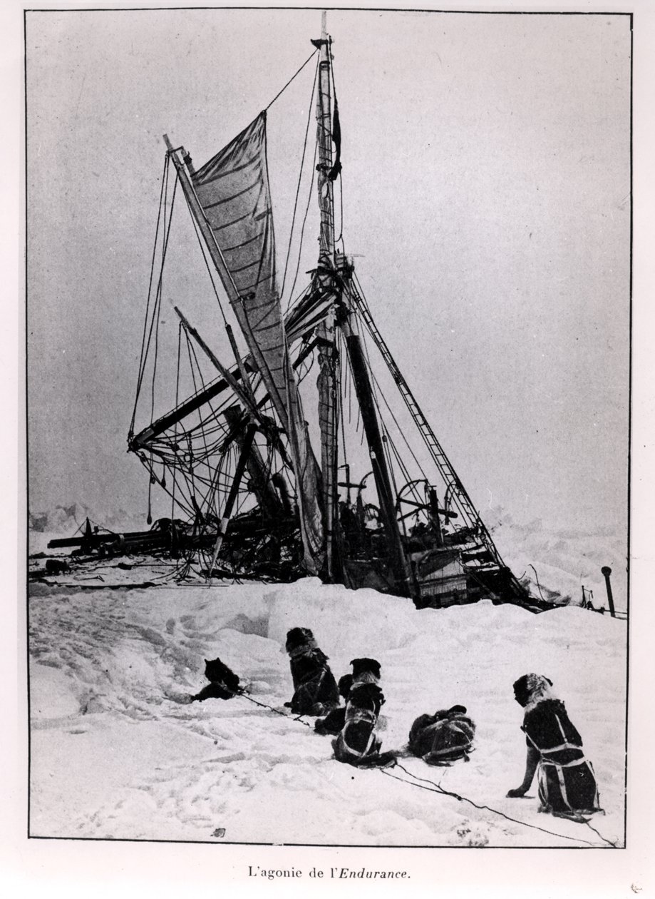 The Agony of The Endurance, from Expedition to the South Pole by Ernest Shackleton (1874-1922) 1914-1917 by French Photographer