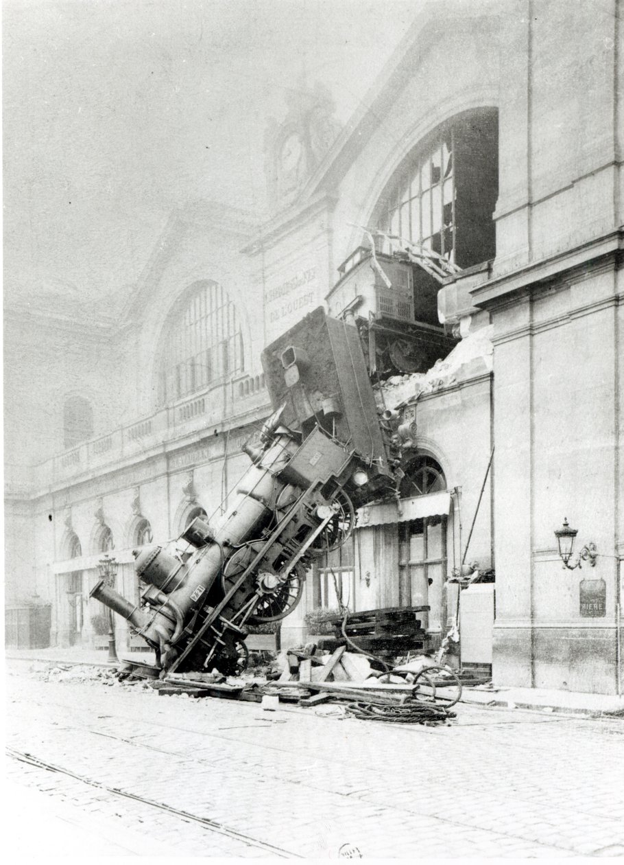 Train accident at the Gare Montparnasse in Paris on 22nd October 1895 by French Photographer