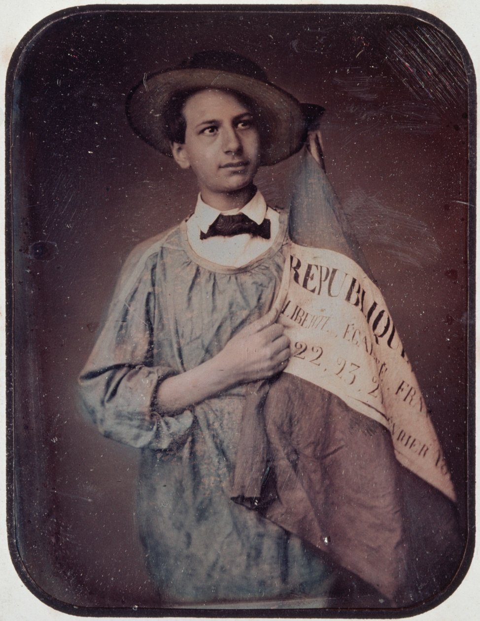Young Man with a Flag, 1848 by French Photographer