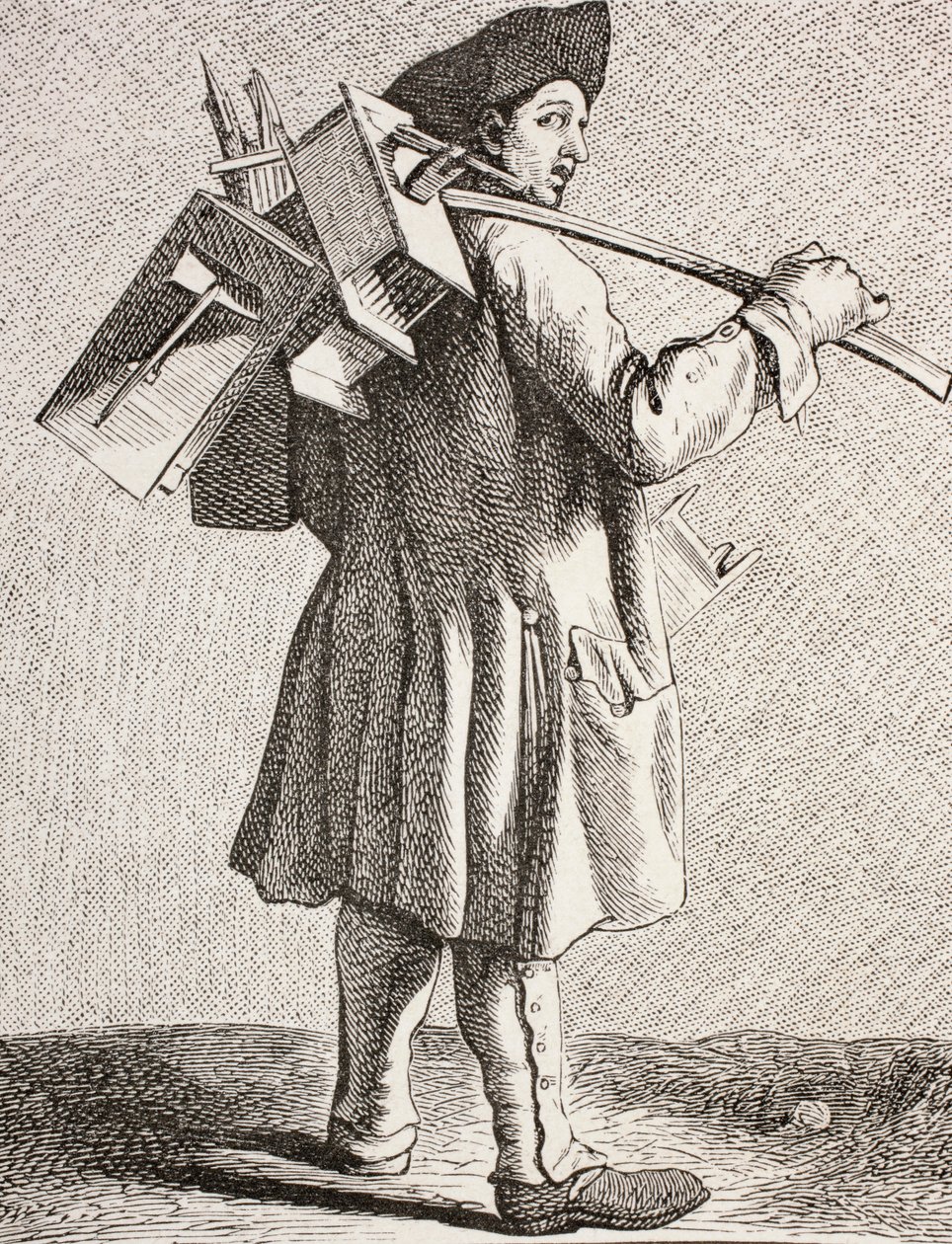 A Rat Catcher with his Traps in 18th Century Paris by French School