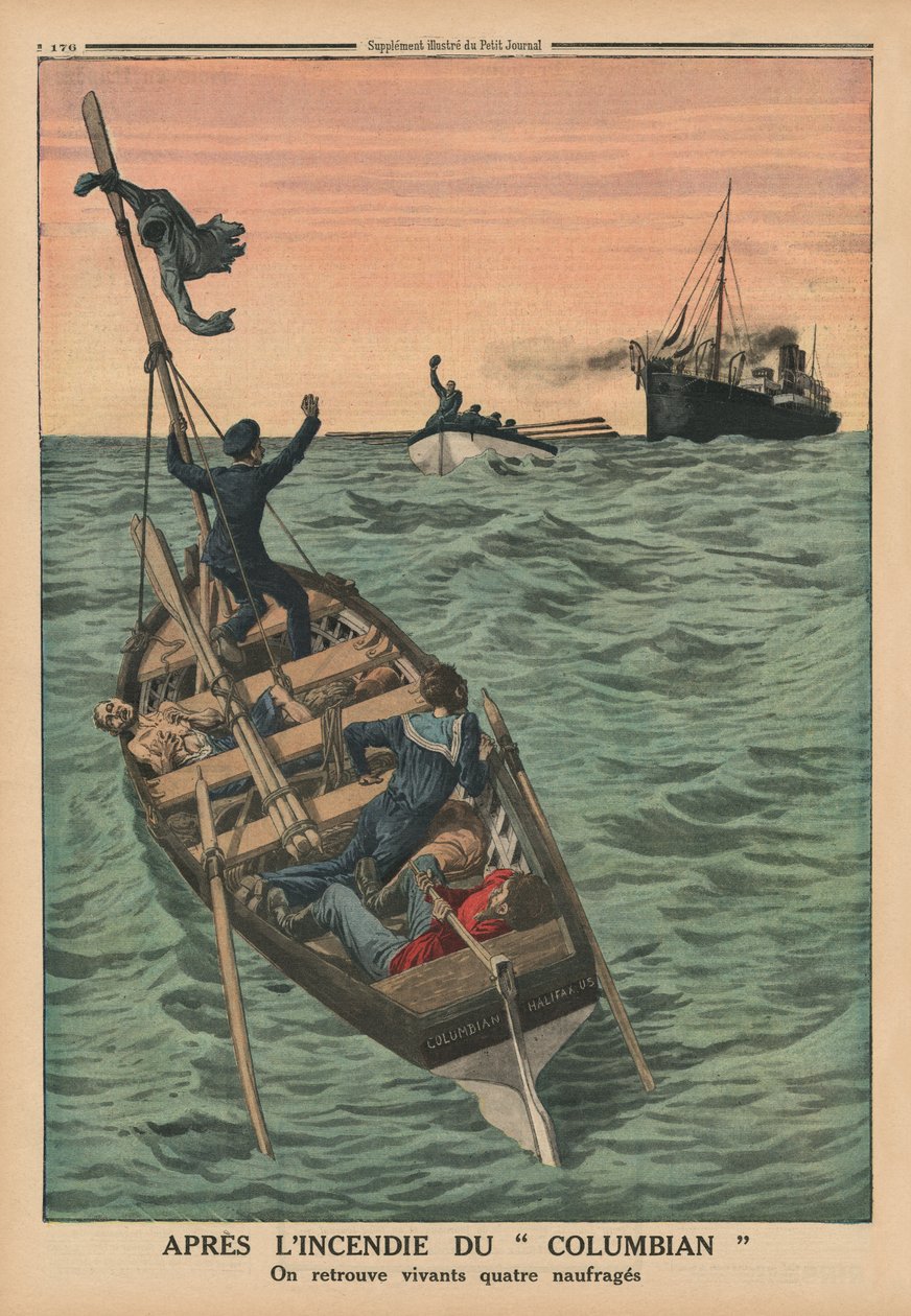 After the Fire of the Columbian, Four Shipwrecked Persons are Found Alive, Back Cover Illustration from 