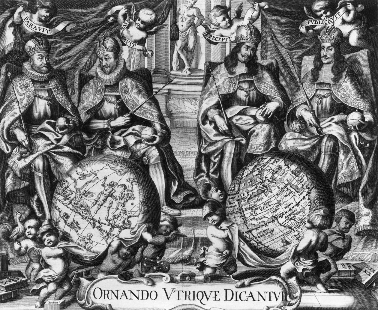 Allegory with Rudolf II (1552-1612) Holy Roman Emperor and his successors Matthias 1st (1557-1619), Ferdinand II (1578-1637) and Ferdinand III (1608-1657) by French School