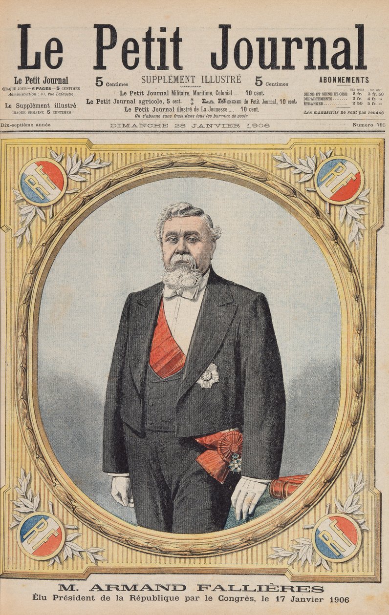 Armand Fallieres (1841-1931) elected President of the Republic (1906-13) by Congress, on 17th January 1906 by French School