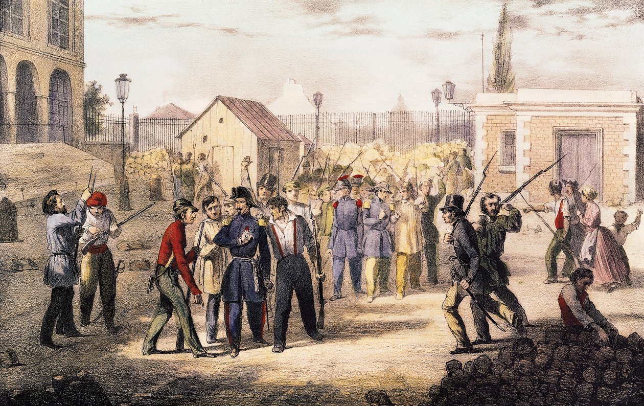 Attack on the Barriere Fontainebleau, 25th June 1848 by French School