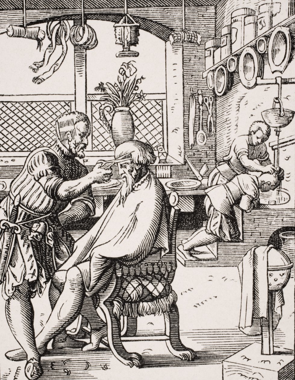 Barber, Reproduction of a Woodcut by Jost Amman from 