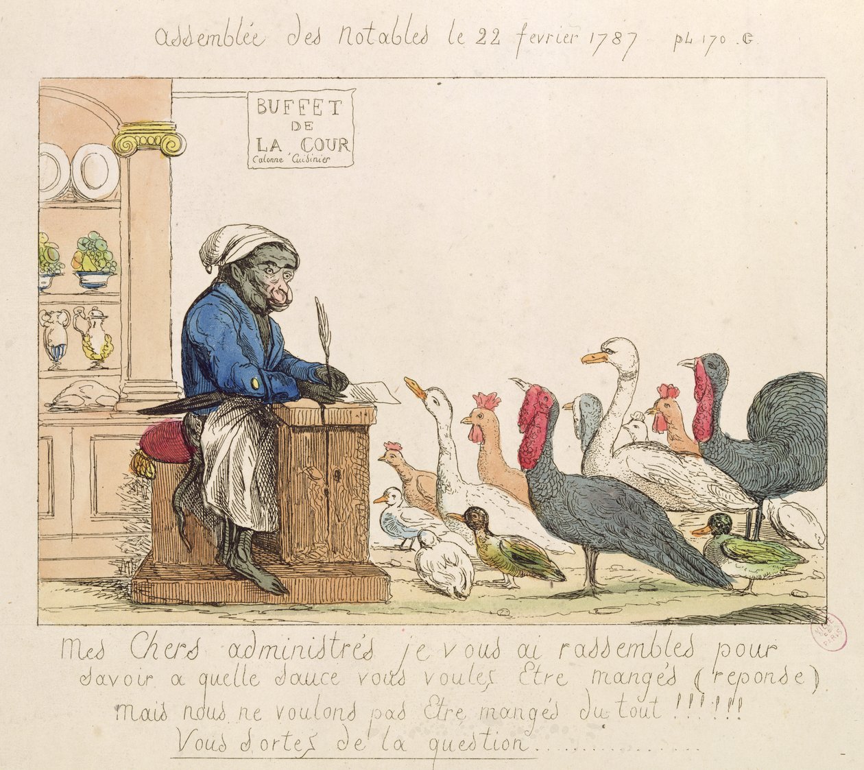 Caricature of the Assembly of Notables, 22nd February 1787 by French School