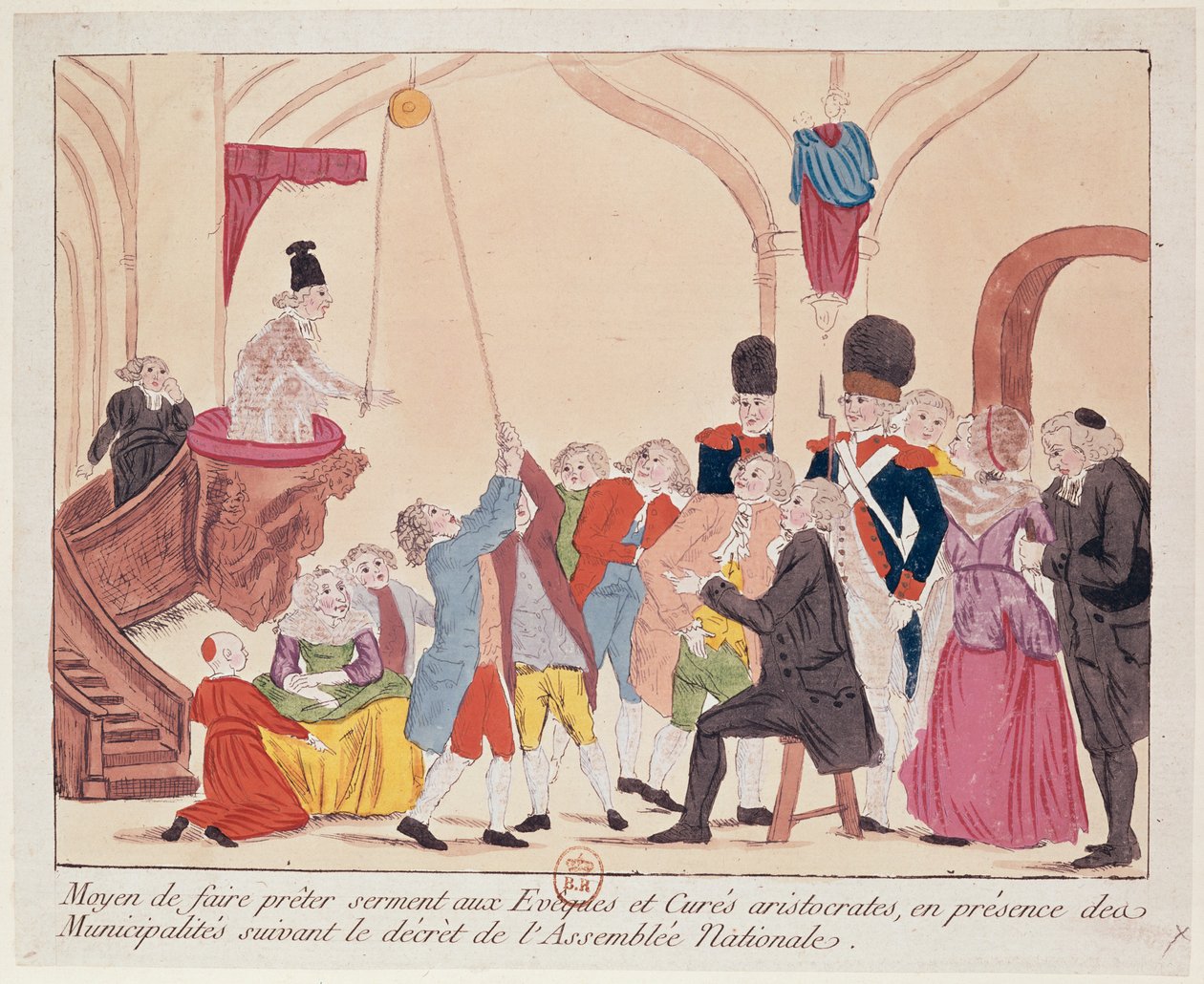 Caricature of the Way to Make Aristocratic Bishops and Priests Swear the Oath for the Civil Constitution on the Church by French School