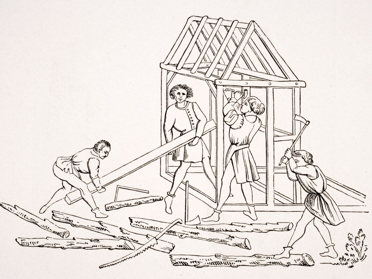 Carpenters, after a Miniature in a 15th Century Manuscript, 