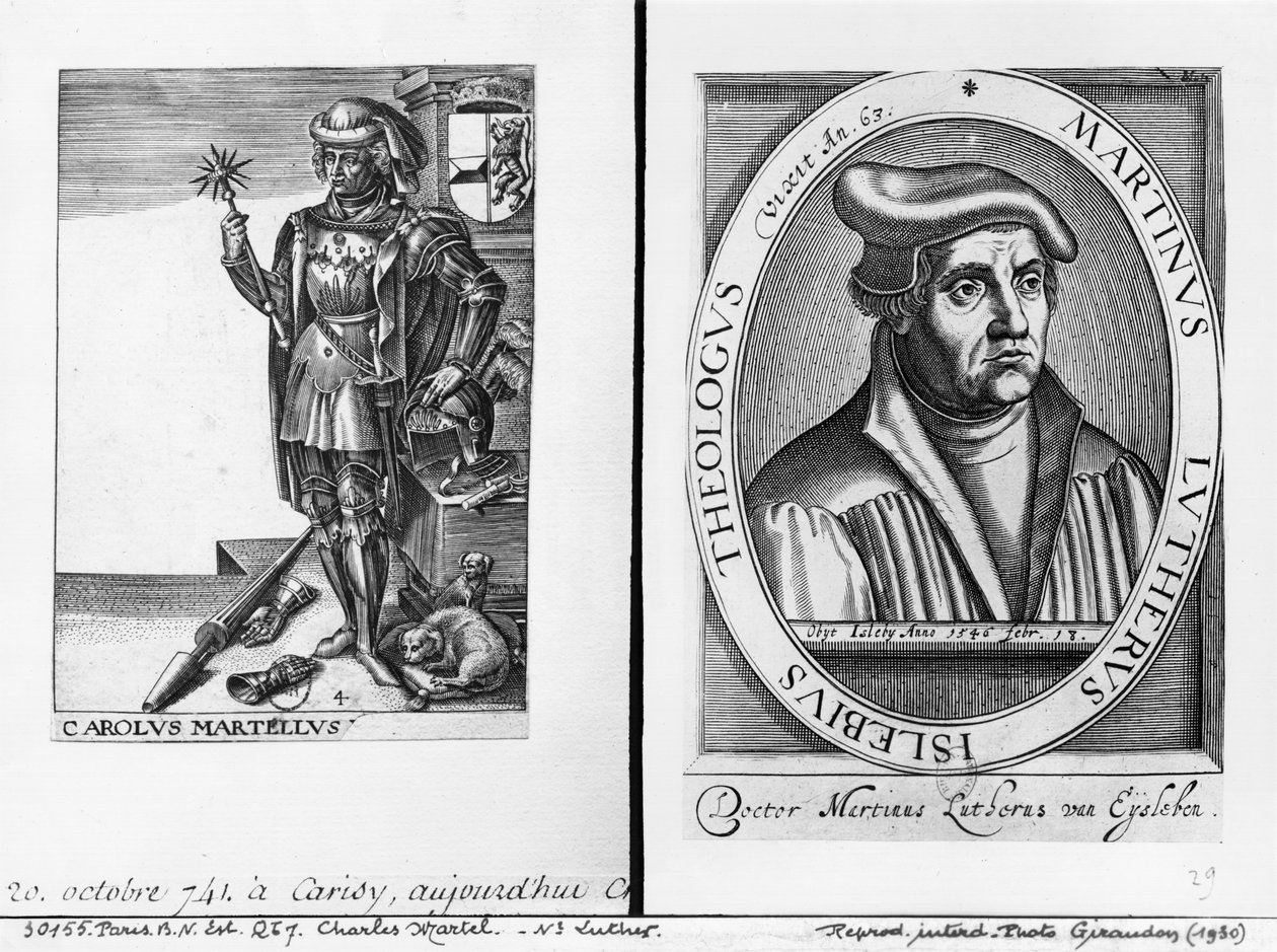 Charles Martel (688-741) and Martin Luther (1483-1546) by French School