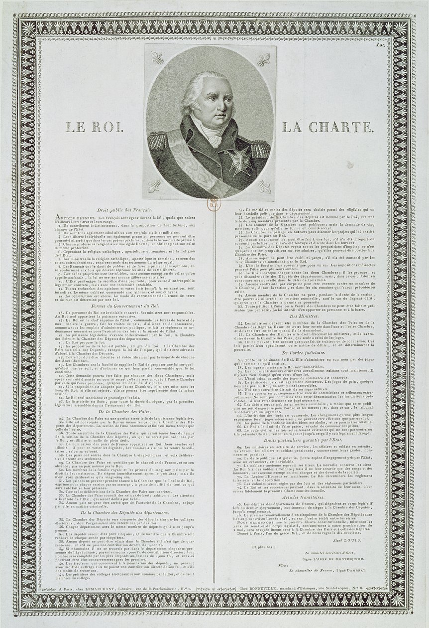 Charter of Louis XVIII, 1814 by French School