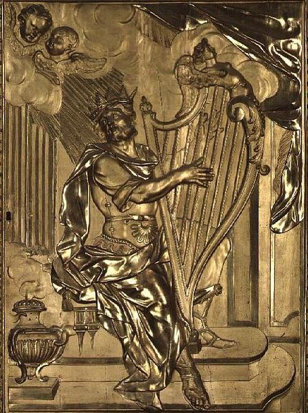 David Playing the Harp (detail) by French School