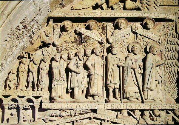 Detail from the Last Judgement on the tympanum on the West Portal, c.1140 by French School