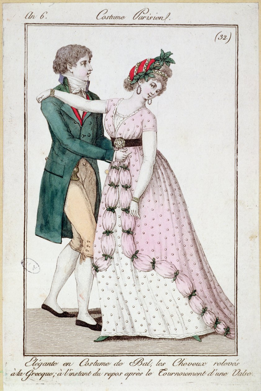 Elegant Couple Dancing the Waltz by French School
