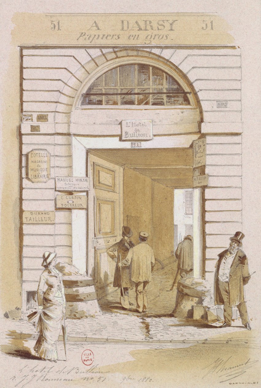 Entrance of the Hotel Bullion, 57 rue Jean-Jacques Rousseau, Paris, 1880 by French School