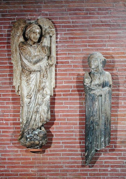 Figures of the Annunciation, from the exterior of Saint-Sernin, Toulouse, c.1200 by French School