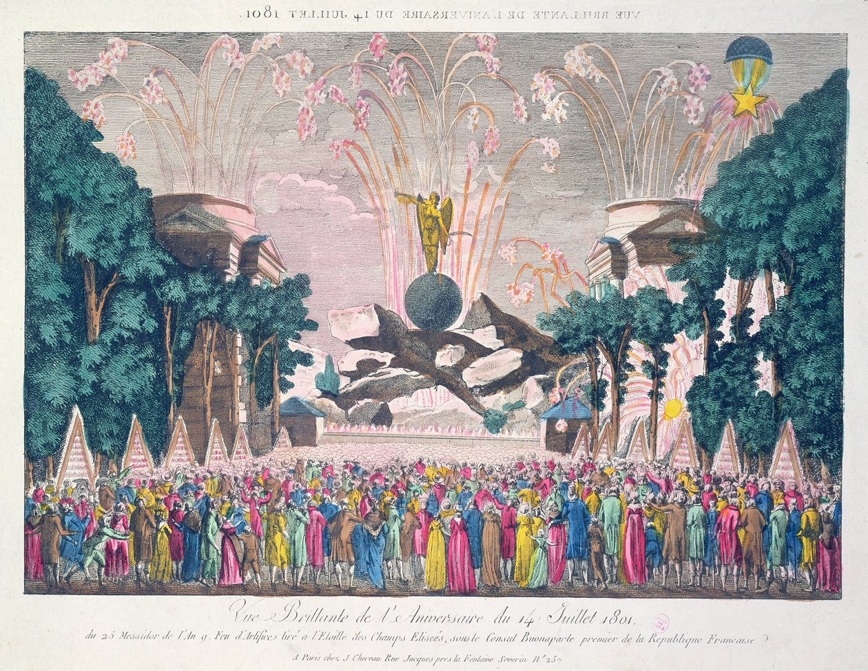 Fireworks at the Etoile, Champs-Elysees, Paris, to Celebrate the Anniversary of the 14th July, 1801 by French School