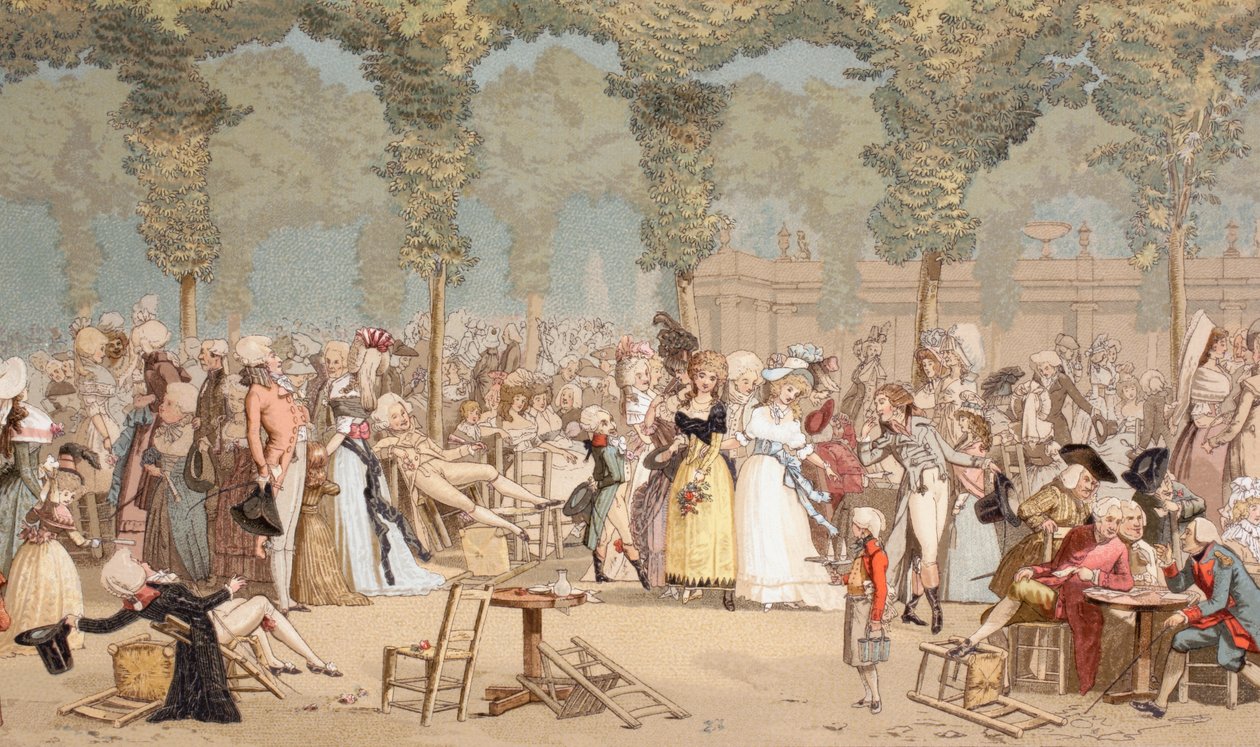 Garden on the Palais-Royal in 18th Century Paris, 1875 by French School