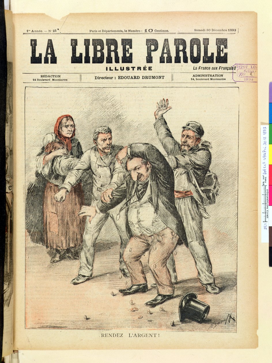 Give Back the Money!, front cover of La Libre Parole magazine by French School