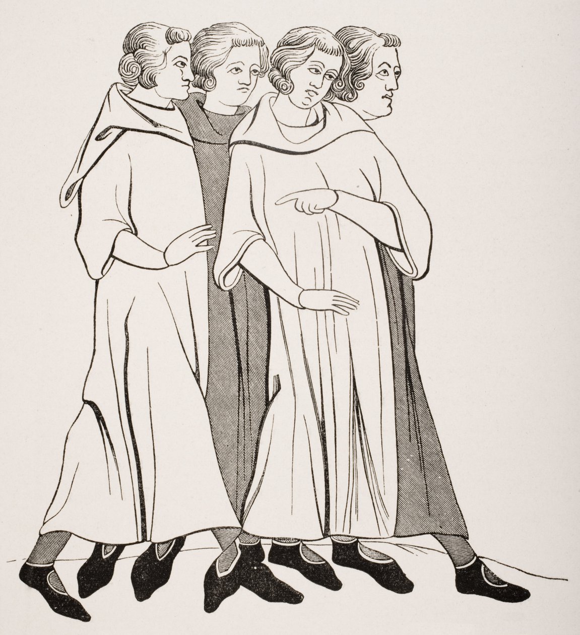 Group of Bourgeois, after a miniature in a 13th century manuscript, from 