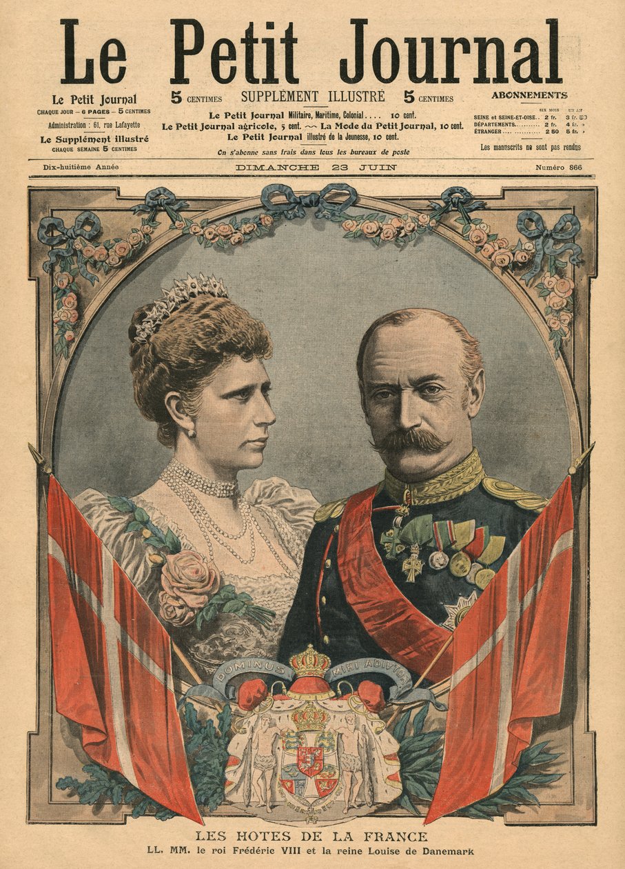 Guests of France, King Frederick VIII and Queen Louise of Denmark, illustration from 