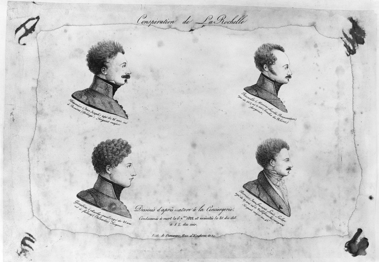 La Rochelle plot, portraits of the four sergeants, after 1822 by French School