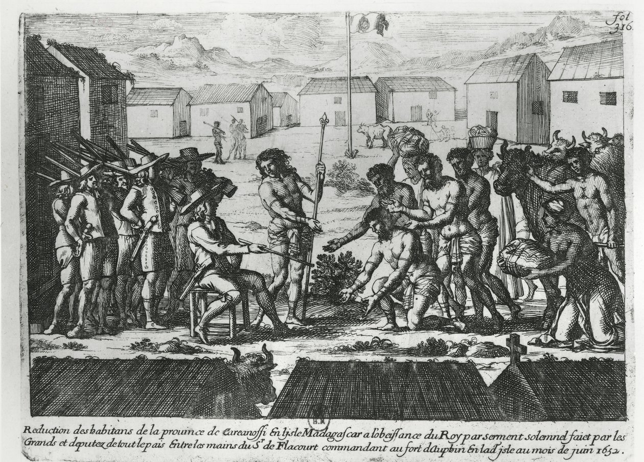 Madagascar Submitting to Etienne Flacourt by French School
