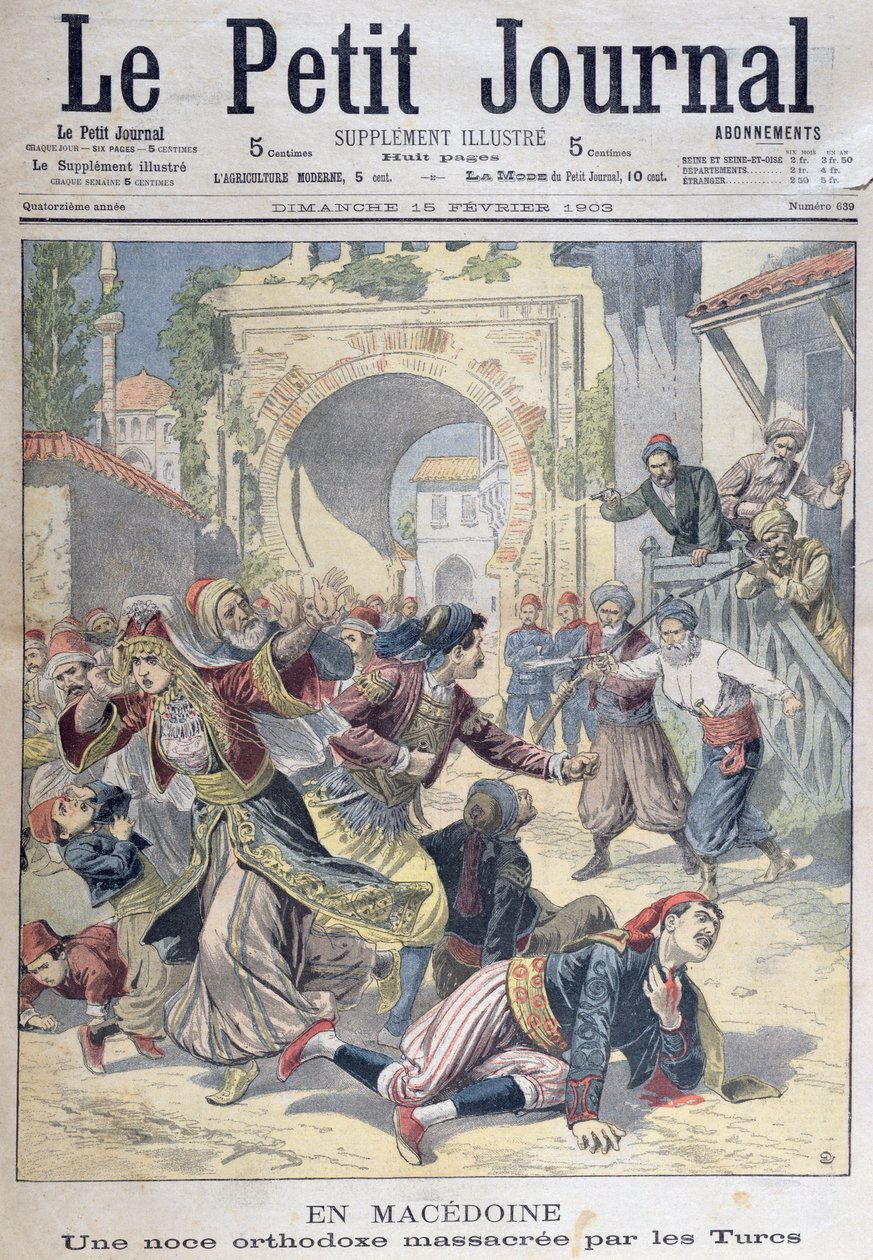 Massacre at a Macedonian Orthodox Wedding by Turks, from Le Petit Journal, 15th February 1903 by French School
