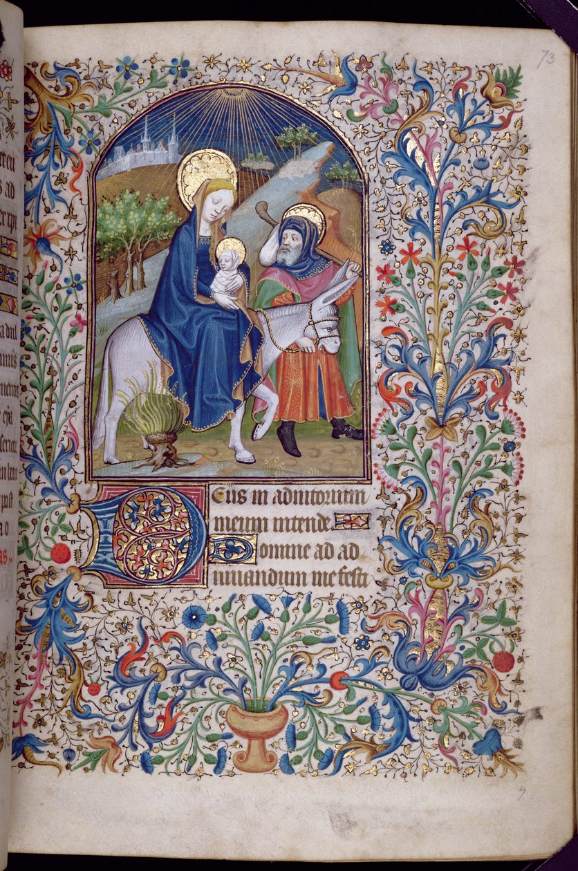 The Flight from Bethlehem, from a Book of Hours by French School