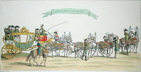 Napoleon Bonaparte on route to Notre Dame for his coronation, 2nd December 1804 by French School
