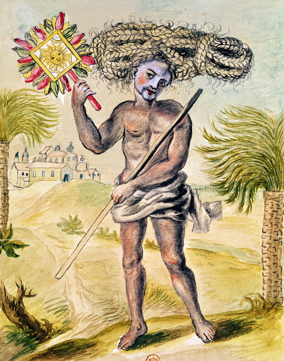 Penitent Man in India with Plaited Hair by French School