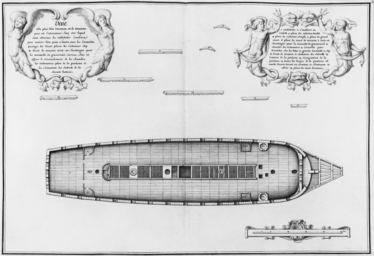 Plan of a vessel with an entirely completed second deck, illustration from the 