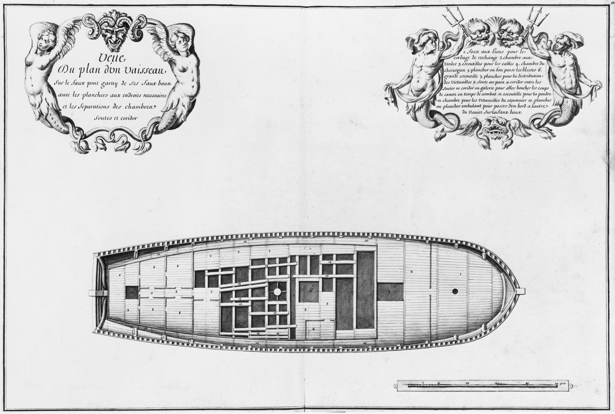 Plan of the false deck of a vessel, illustration from the 