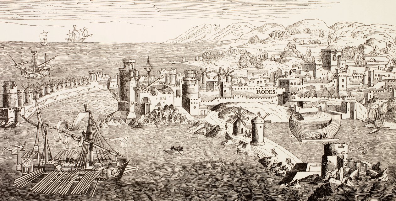 Plan of the island of Rhodes, Greece in the 15th century, from 