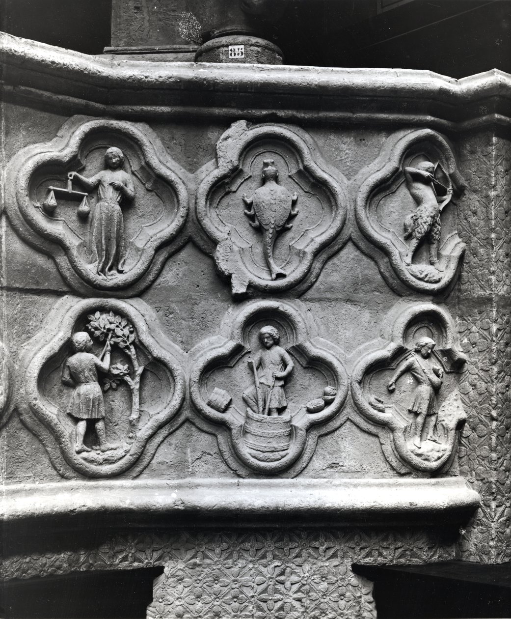 Quatrefoils with the Signs of the Zodiac and the Labours of the Year, from the Cathedral of Notre-Dame in Amiens by French School